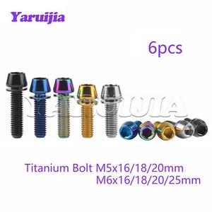 6 piezas Vástago de manillar de bicicleta Perno de titanio M5M6x16 18 20 Cabeza cónica Tornillo hexagonal + Arandela - Imagen 1 de 12