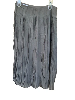 Charter Club Skirt Women size 8P silver gray A-Line Maxi Pleated lined 100% silk - Image 1 of 4