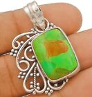 Natural Green Turquoise 925 Solid Sterling Silver Pendant ED14-5