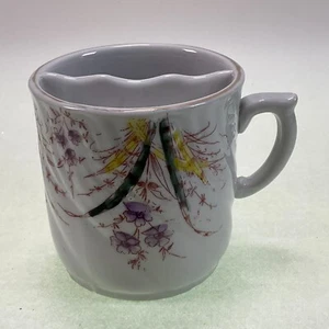 Antique Ironstone Shaving Scuttle Mug Purple Flowers & Yellow Leaves - Picture 1 of 5