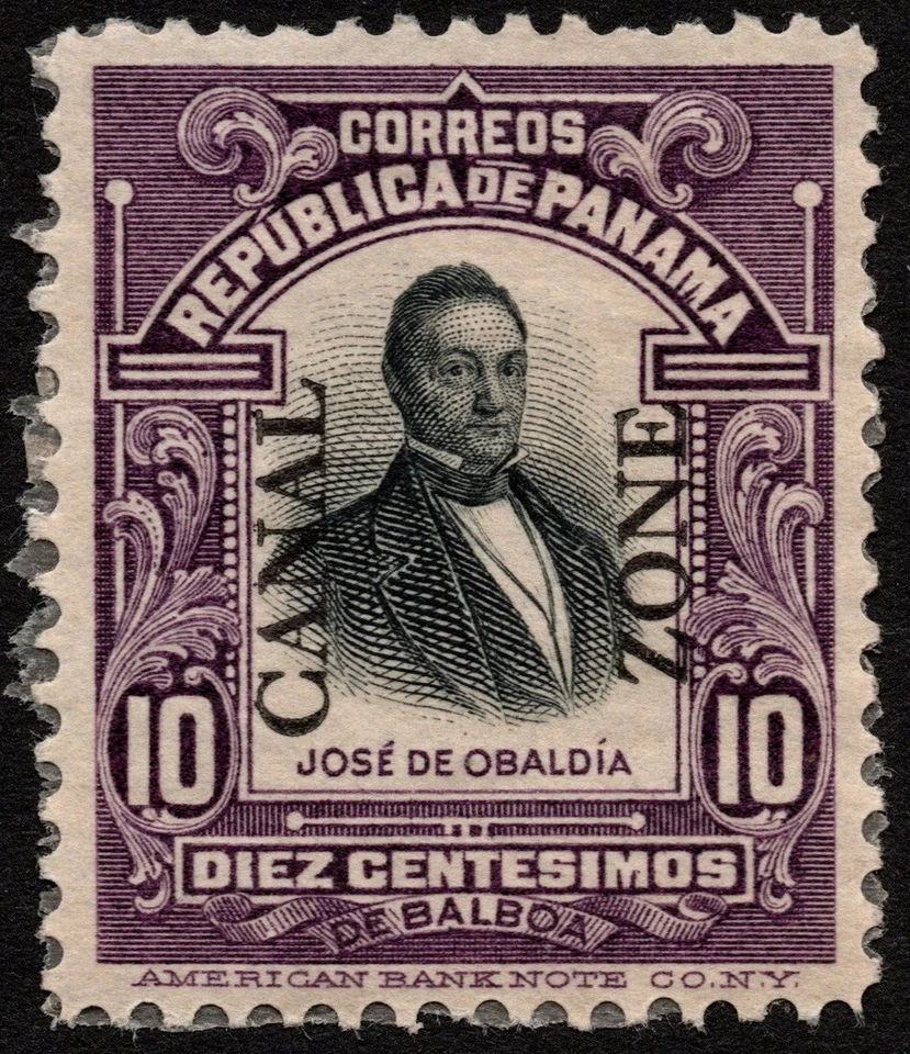 Canal Zone Stamp Scott #35 Mint - 10 Cents Purple & Black w/ Type I Overprint - Image 1 of 1