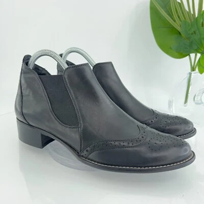 Bota Feminina Paul Green Foulard Tamanho 8 Salto Bloco Bota Western Couro Preto - Imagem 1 de 4