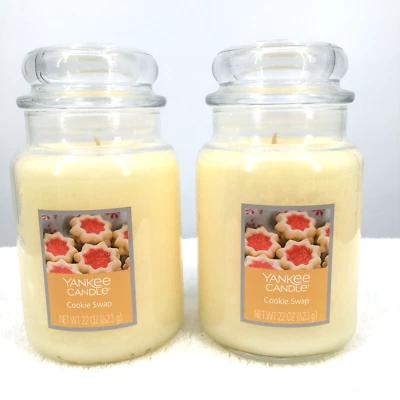 Set of 2 Yankee Candle Cookie Swap Single Wick  22 oz. Glass Jar Holiday - Image 1 of 4