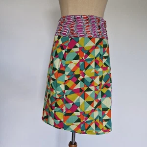Boom Shankar Rosanna Multicolour Geometric Print A-Line Wrap Skirt Free Size - Picture 1 of 6