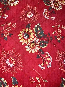 "FUNDA DE ALMOHADA APRIL CORNELL ~ ROJA Y AZUL MARINO FLORAL CON BORDES DE VIEIRA 18x18""" - Imagen 1 de 4