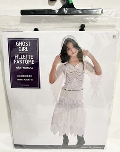 GHOST GIRL Skeleton Halloween Costume Hooded Dress Up Bones Child M 8-10 New - Picture 1 of 5