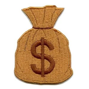 Money Bag Patch Hat Patch Embroidered Iron On - SMALL - Picture 1 of 3