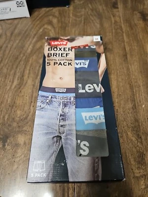 Мужские трусы-боксеры Levi's упаковка 5 шт. 100% хлопок размер средний 32-34 Levis - Изображение 1 из 4