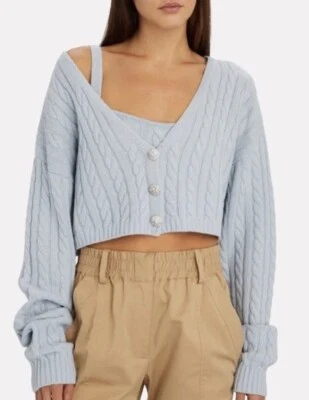 Cárdigan tejido con cable recortado Ronny Kobo Phyllis usado en excelente estado S Foto 1 de 4