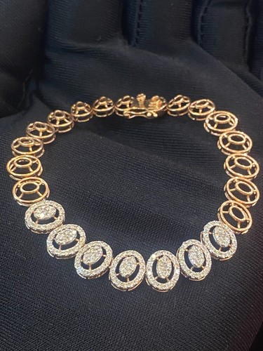 VALENTINO Splendido Bracciale Tennis 1 85 Cts Tondo Taglio Brillante Diamanti Halo In Oro 14K