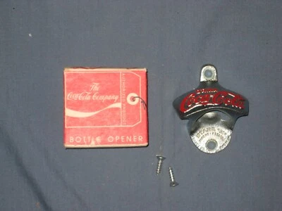Vintage Coca Cola Stationary Metal Bottle Opener In Original Box Coke - Image 1 of 2
