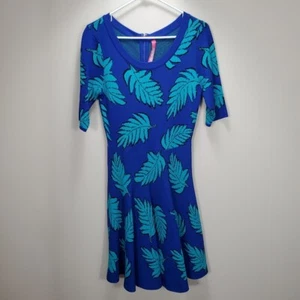 Plenty Tracy Reese blue Raji palm leaves dress womens M NWOT Medium - Picture 1 of 12