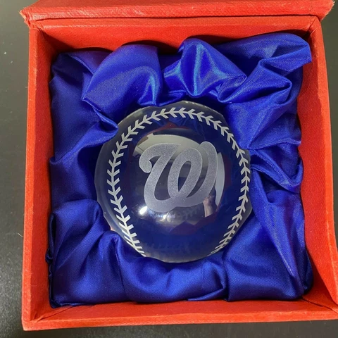 Washington Nationals Crystal Baseball Paperweight 2009 Season Ticket Holder Cover