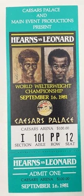 1981 Thomas HEARNS vs Sugar Ray LEONARD Full Boxing Ticket - Image 1 of 3
