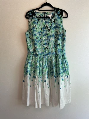 Charter Club Midi Dress Sz 10 Sleeveless Green Blue White Floral Romantic  - Image 1 of 4