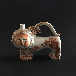 Vtg USSR Imperial Porcelain Lomonosov Lion Decanter 24ct gold detail No Stopper - Imagen 1 de 18