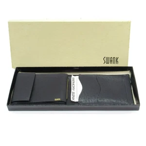 Vintage Herren Swank schwarz Schweinsleder Geldbörse & Kartenetui NEU Set in OVP - Bild 1 von 16