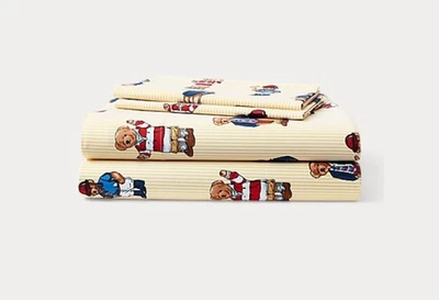 NIP POLO Ralph Lauren желтый полоски поло плюшевый медведь 4 изделия лист комплект - королева - Изображение 1 из 4