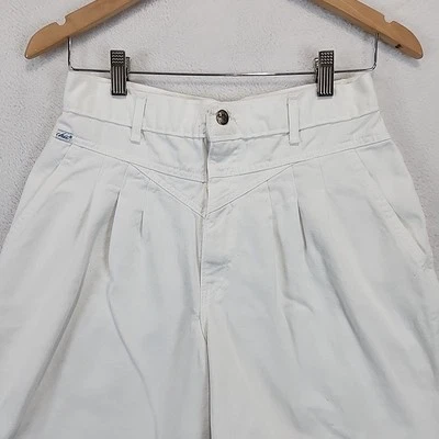 Pantalones Cortos Vaqueros CHIC Para Mujer Talla 14 Vintage Años 80 Cintura Alta Plisados Blancos Retro Foto 1 de 4