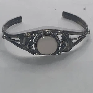 Vintage Sterling Silber rosa Muschel Muschel Armband Manschette, 925, rb - Bild 1 von 6