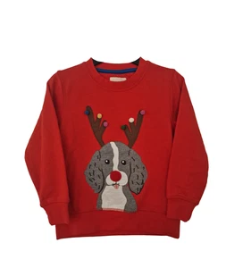 Boden Christmas Jumper Sweater Boys Girls Dog Red Cotton 2-12yrs NEW - Picture 1 of 6