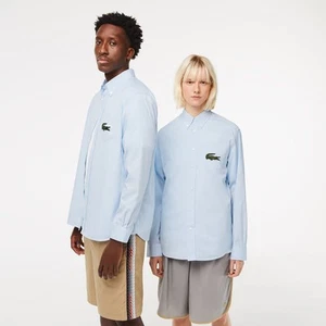 Men's Lacoste Relaxed Fit Striped Shirt in Blue - Picture 1 of 5