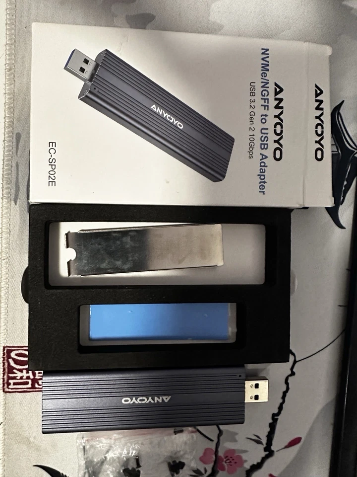 ANYOYO NVMe NGFF USB Adapter, 10 Gbit/s USB 3.2 Gen 2 M2 SSD Adapter, NVMe PC... - Bild 1 von 1