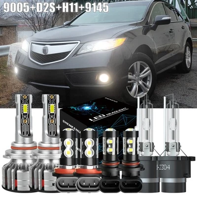 Faros LED delanteros haz alto/bajo + bombillas antiniebla DRL para Acura RDX 2008-2015 8 PIEZAS Foto 1 de 4