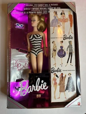 Muñeca Barbie 1993 35 aniversario reproducción 1959 Mattel rubia NRFB 11590 Foto 1 de 4