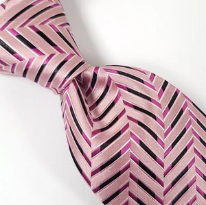 NWT Van Heusen Stain Resistant 100% Silk Tie, Herringbone Pattern, Color Pink. - Picture 1 of 10