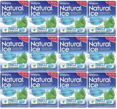 12 PACK- Mentholatum Natural Ice Lip Balm Original SPF 15 - Image 1 of 4