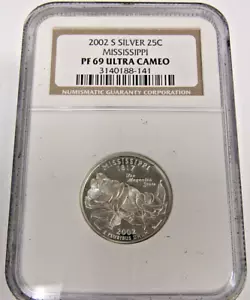 2002 (S) 25C Silver Proof Mississippi State Quarter NGC PF69 Ultra Cameo - Picture 1 of 2