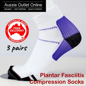3 calcetines de compresión para fascitis plantar corte bajo soporte para correr - púrpura - Imagen 1 de 7