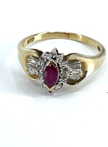 Ring 10 Karat Gelbgold Rubin Diamanten Größe 6,75 - Bild 1 von 5