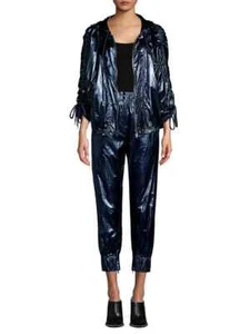 ROBERT RODRIGUEZ Olympia Metallic Track Pants Cropped sz S  MSRP $295 - Picture 1 of 13