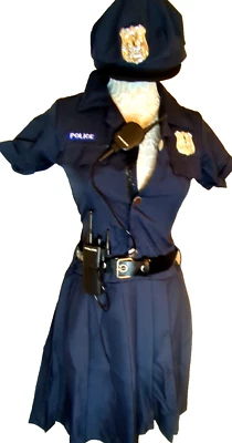 Girls Police Officer Cop 4 Pc Halloween Costume Child L 12-14 Dress Up America - Image 1 of 4