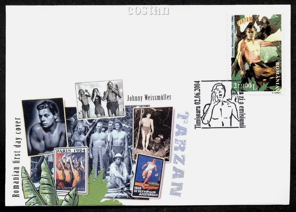 2004 TARZAN,Johnny Weissmüller,Jane,Cheeta,Film,Movie,Monkey,Romania,Mi.5835/FDC - Image 1 of 1