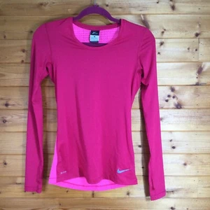 Nike Dri Fit Long Sleeve Pink And Red Shirt With Thumb Holes Size S - Picture 1 of 24