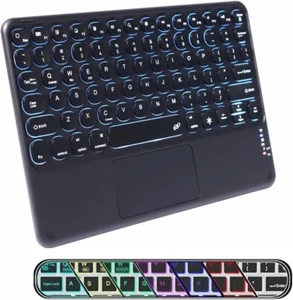 Bluetooth Keyboard with Touchpad, 10 inch Ultra Silm 7 Colors RGB Backlit Wirele - Picture 1 of 10