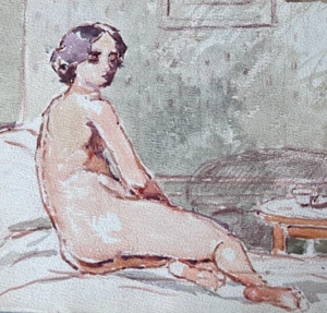 Vintage Original Drawing Nude Woman, Figures, Portrait - Picture 1 of 6