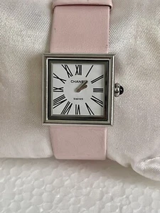 CHANEL Mademoiselle Acier watch pink leather strap quartz Chanel Swiss made 1989 - Picture 1 of 12
