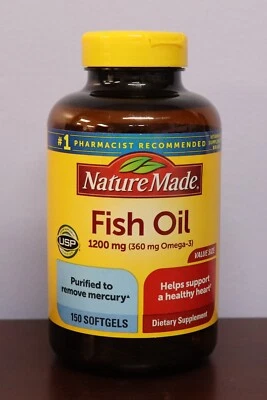 NEW Nature Made Heart Health Fish Oil 1200mg 360mg Omega3 150 Softgels Exp 02/27 - Image 1 of 4