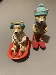 Next Bertie Bear Christmas Winter Sledge & Skiing Ornament Brand New - Picture 1 of 4