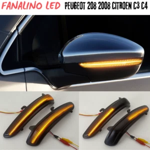 2 FANALINI RETROVISORE LED SEQUENZIALE DX SX PER PEUGEOT 208 2008 CITROEN C3 C4 - Picture 1 of 9