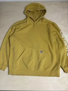 Carhartt Hoodie Mens 2XL Loose Fit Midweight Sweatshirt Workwear •Mustard Yellow - Picture 1 of 7
