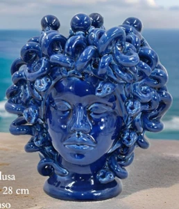 Sculpture Head of Medusa IN Ceramic Lady Furniture Sea Hand Made Mythology - Picture 1 of 3