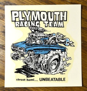 Vintage Ed Roth Decal 1960's Plymouth Gasser Drag Racing hot rod old mopar nhra - Picture 1 of 3