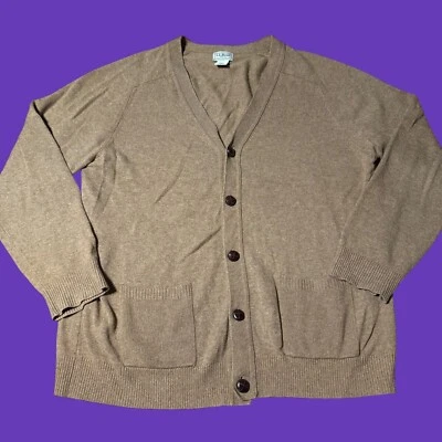 L.L. Cárdigan suéter para hombre Bean XL-Reg tostado 100 % lana de cordero bolsillos tejidos 0 QY82 Foto 1 de 4