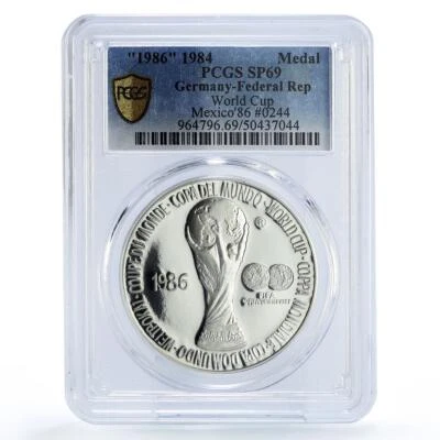 Mexico Football World Cup FIFA 1986 German Mint SP69 PCGS silver medal 1984 - Image 1 of 2