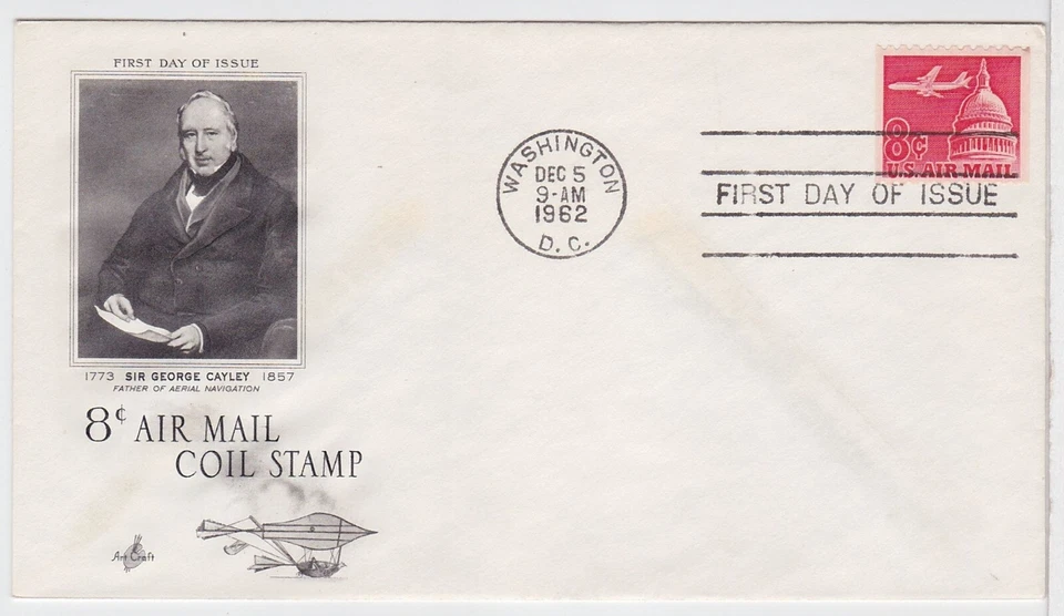 TurtlesTradingPost- Jet Over Capital 8 Cent Coil  1962#C65 FDC- Artcraft - Image 1 of 1